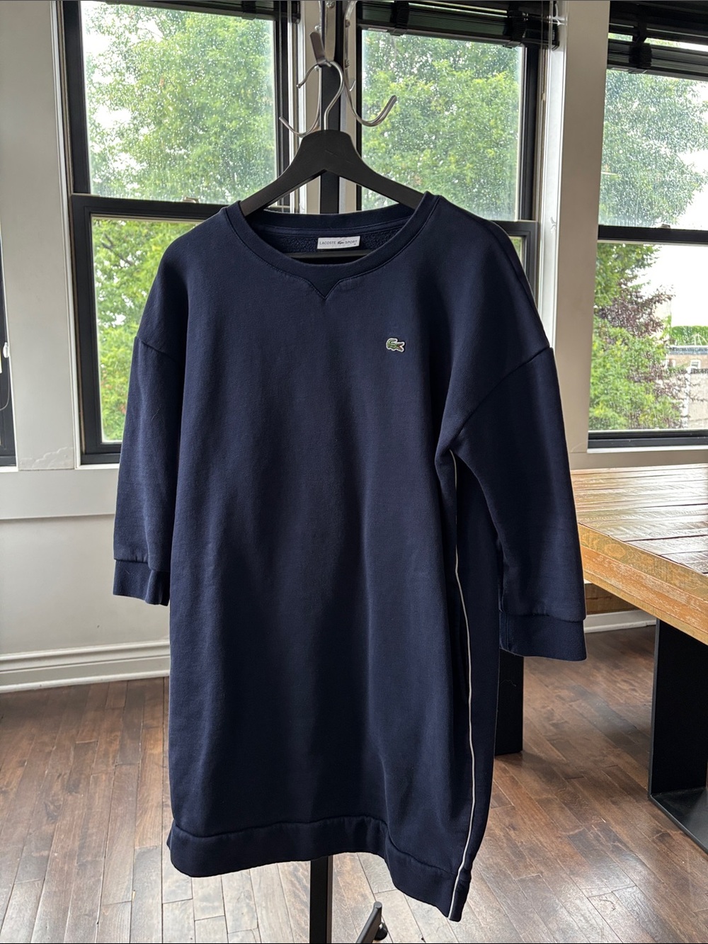 Lacoste Navy Crewneck Sweatshirt Dress with Croc Logo